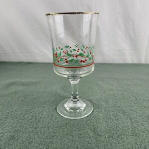 Vintage Arby's Holly Berry Stemmed Wine Glasses Christmas Holiday 1986